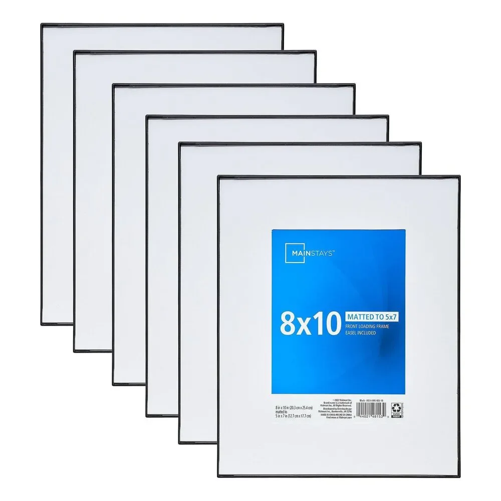 Mainstays 8x10 Matted to 5x7 Front Loading Picture Frame - Black with Free Shipp